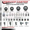 Service Caster 3'' Black Poly Wheel Swivel 1-1/2'' Expanding Stem Caster Set 2 Brakes, 4PK SCC-EX20S314-PPUB-BLK-2-PLB-2-112